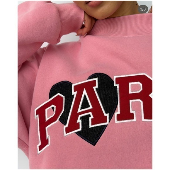 NWT Parke Valentines Day Collection Mockneck Sweatshirt Jean heart blush l / XL - Picture 3 of 7